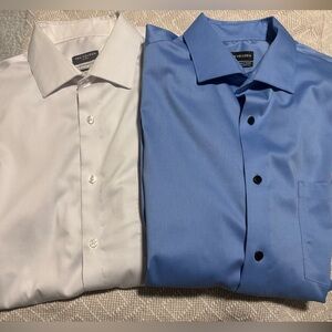 Van Heusen Men's Dress Shirts (2) - White & Blue - 16/16.5 neck, 32/33 sleeves